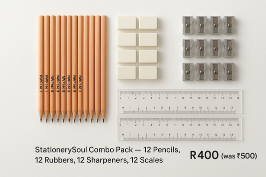 Stationery Combo Pack — MyPencil, Rubber, Sharpener & Scale | StationerySoul